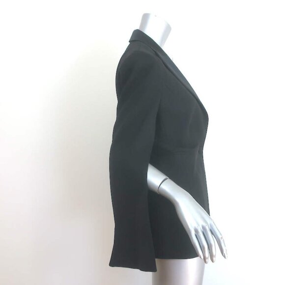 Balmain Satin-Lapel Cape Blazer Black Stretch Wool Size 42 One-Button Jacket - Picture 4 of 8